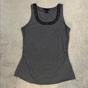 White House Black Market Black and White Striped Tank Top